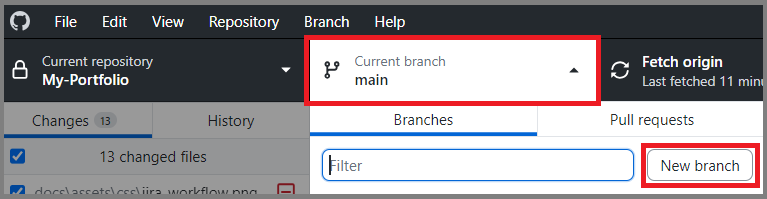 New Branch Button
